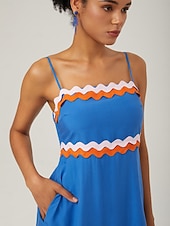 abordables Robes décontractées-robe camisole en tissu Tencel à ourlet ondulé et blocs de couleurs