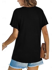 abordables T-shirt uni-T-shirt femme de couleur unie Uni Classique Moderne Décontracté Manches courtes Col rond Hauts réguliers Quotidien Week-end Noir Blanc Vert clair Rose Bleu Été