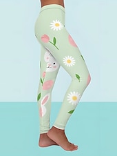 cheap Easter Bottoms-Easter Women&#039;s Leggings Trousers High-Waisted Cute Bunny Egg Graphic Printed Tummy Control Running Pants Spring Summer Fall