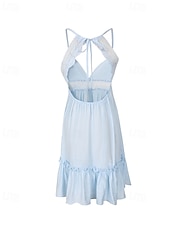ieftine Rochii Boho-Pentru femei Rochie Mini Rochie de vară Rochie Slip Rochie Boho Rochie occidentală Modă Clasic Modern În aer liber Vacanță Concediu Fit regulat Simplu Fără manșon Bretele Spagheti Negru Alb Roz