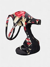 preiswerte Lateinamerikanische Schuhe-Damen-Latin-Tanzschuhe mit Blumenmuster aus Satin – elegante Riemchen-Ballsaalschuhe für Auftritte und Salsa-Übungen