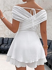 ieftine Rochii de absolvire-Pentru femei Rochie Mini Rochie albă Rochie casual Rochie de vară Modă Clasic Modern În aer liber Vacanță Concediu Fit regulat Simplu Fără manșon În V Alb Vară