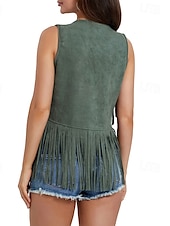 cheap Boho Tops-Women&#039;s Blouse Plain Active Modern Sleeveless V Neck Regular Tops Daily Holiday Fringe Black White Yellow Army Green Red Summer