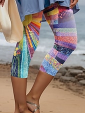 abordables Art &amp; Design Impression-Leggings Capri pour femmes haute élasticité mode vintage vacances longueur mollet taille haute impression graphique florale thermique chaud respirant doux extensible formel extérieur vacances