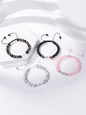 levne Pánské šperky-pánský náramek z tygřího oka a černý matný korálkový náramek s kouzlem – natahovací náramek z přírodního kamene pro cestování, dobrodružství, narozeninový dárek nebo dárek k promoci