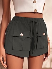 economico Pantaloni in lino e cotone semplici-Per donna Pantaloncini cargo Shorts Moda Atletico Corto Misura del girovita medio Semplice Tasca Elastico in vita Traspirante Confortevole Micro-elastico Sport &amp; Outdoor Abbigliamento quotidiano
