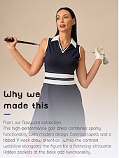 billiga Golfklänningar-Dam golfklänning Sjöblå Svart Marinblå Ärmlös Klänningar Golfkläder för damer Kläder Outfits Bär kläder