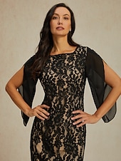 preiswerte abendkleider-Damen Normal Minikleid schwarzes kleid Elegant Vintage Geteilte Ärmel Party kleid hochzeitsgast Cocktailparty Regular Fit 3/4 Ärmel Rundhalsausschnitt Schwarz Sommer Frühling Herbst