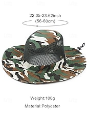 preiswerte Herrenhüte-Herren-Sonnenhut aus Camouflage-Netzgewebe mit breiter Krempe und Kinnriemen – atmungsaktiver Outdoor-Wander- und Angelhut für Sommerreisen und Camping