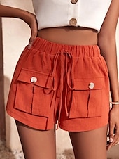 economico Pantaloni in lino e cotone semplici-Per donna Pantaloncini cargo Shorts Moda Atletico Corto Misura del girovita medio Semplice Tasca Elastico in vita Traspirante Confortevole Micro-elastico Sport &amp; Outdoor Abbigliamento quotidiano