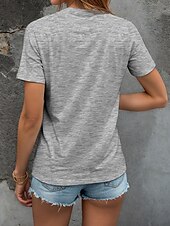 abordables T-shirt Humor &amp; Citations-Femmes T-shirt Chemise en coton Graphique Coq Lettre ancien Élégant Classique Manche Courte Col ras du cou Col rond Hauts Réguliers Quotidien Imprimé Blanche Gris Été