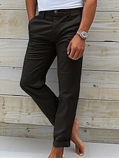 levne Kalhoty chinos-Pánské Kalhoty chinos Kalhoty Chino kalhoty Knoflíky Kapsy Bez vzoru Pohodlné Denní Klasický styl Černá Bílá Lehce elastické