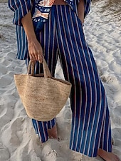 economico Abiti da donna con camicetta-Completi da donna moda streetwear quotidiani in 2 pezzi con camicia a maniche lunghe colletto grafico casual per giornate in spiaggia rosso blu navy blu estate vestibilità regolare