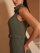 abordables Vestidos de golf-Mujer vestido de golf Verde Ejército Azul Marino Oscuro Sin Mangas Vestidos Ropa de golf para damas Ropa Trajes Ropa Ropa