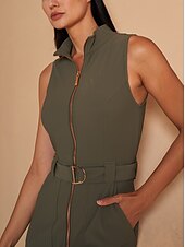 abordables Vestidos de golf-Mujer vestido de golf Verde Ejército Azul Marino Oscuro Sin Mangas Vestidos Ropa de golf para damas Ropa Trajes Ropa Ropa