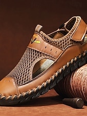 economico sandali da esterno-Sandali da passeggio da uomo a punta chiusa, sandali da pescatore in rete traspirante con cinturino regolabile, scarpe estive antiscivolo per esterni, spiaggia e viaggi