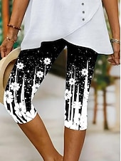 levne Umění a design tisku-Dámské legíny capri vysoké elasticity dovolená vintage módní plné délky střední pas květinový grafický potisk termální teplé prodyšné měkké elastické venkovní každodenní pláž černá bílá