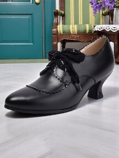 abordables années 1930-Chaussures Oxford victoriennes blanches à lacets et talon chaton pour femmes – Design festonné vintage des années 1920 avec nœud en dentelle pour des mariages élégants, des goûters et des looks d&#039;inspiration rétro