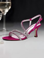 economico cocktail-sandali da donna con cinturino posteriore argentato e dettagli in strass – tacchi a gattino aperti e scintillanti per cocktail serali e ricevimenti nuziali