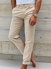 levne Kalhoty chinos-Pánské Kalhoty chinos Kalhoty Chino kalhoty Knoflíky Kapsy Bez vzoru Pohodlné Denní Klasický styl Černá Bílá Lehce elastické