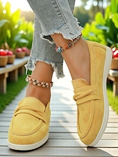 abordables Chaussures sans lacet et mocassins femme-Mocassins en simili-daim pour femme – style classique et polyvalent pour les promenades au bord du lac, les journées décontractées au bureau et les sorties du week-end