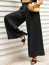 economico Pantaloni in lino e cotone semplici-Pantaloni ampi in cotone e lino da donna A tinta unita Chinos Pantaloni baggy Leggings Basic Casual Lunghezza intera Vita alta Semplice Pockets Fascia elastica Comfort All&#039;aperto Micro-elastico