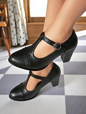 voordelige Mary Jane Pumps-Crèmekleurige Mary Jane pumps met T-bandjes en brogue-details voor dames – schoenen met hak in vintage stijl uit de jaren 30 voor feesten, bruiloften en retro-outfits
