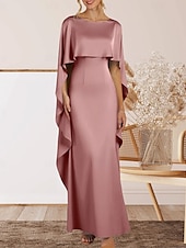 abordables Robes de Soirée-Sirène / Trompette Robe de Soirée Élégant Robe Formel Soirée Longueur au sol Sans manches Col ras du cou Crêpe Extensible avec Volants 2025