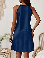 cheap Animals Dress-Patriotic Golden Retriever Puppy By Vincent Hie Women&#039;s Mini Dress A Line Dress Summer Dress Vacation Casual Beach Daily Regular Fit Sleeveless Halter Neck Blue