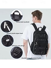 billiga Högskoleryggsäckar-svart grå nätryggsäck med fack med dragkedja, justerbar axelrem, unisex, modedesign - lämplig för skola, sport, fitness och daglig användning