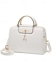cheap Handbag &amp; Totes-Women&#039;s Faux Leather Top Handle Tote Bag with Deer Charm - Elegant Structured Women&#039;s Shoulder Bag, Perfect for Mother&#039;s Day Gift, Work, Shopping and Casual Outings