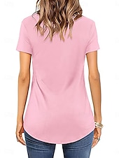 voordelige Effen t-shirt-Vrouwen T-shirt Effen Kleur Effen Mode Elegant Klassiek Korte Mouw V Hals Regular Tops Dagelijks Weekend Zwart Wit Roze Legergroen Zomer