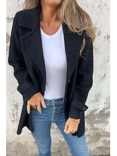 billige Blazere og dresser-Dame Bluse عادي Fritid Langermet Skjortekrage Vanlige topper Daglig Ut på byen Knapper Lomme Svart Kakifarget Aprikos Sommer
