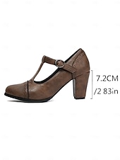 voordelige Mary Jane Pumps-Crèmekleurige Mary Jane pumps met T-bandjes en brogue-details voor dames – schoenen met hak in vintage stijl uit de jaren 30 voor feesten, bruiloften en retro-outfits