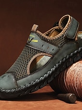 economico sandali da esterno-Sandali da passeggio da uomo a punta chiusa, sandali da pescatore in rete traspirante con cinturino regolabile, scarpe estive antiscivolo per esterni, spiaggia e viaggi