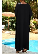 abordables Robes de plage-Femmes Maillots de Bain Vêtement couvrant Maillot de bain Tropical Tenues de plage Uni Fil en V Manches courtes Maillots de bain