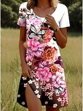 Жен. Мини-платье Повседневное платье Платье-футболка Сарафан Платье A-силуэта Стиль На каждый день Пляж Стандартный Омбре Цветочный принт Графика С короткими рукавами Вырез под горло Недорогие Цветочное платье-Жен. Мини-платье Повседневное платье Платье-футболка Сарафан Платье A-силуэта Стиль На каждый день Пляж Стандартный Омбре Цветочный принт Графика С короткими рукавами Вырез под горло