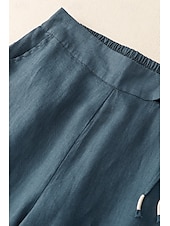 economico Pantaloni in lino e cotone semplici-Per donna Pantaloni in cotone e lino Pantaloni Eleganti Moda Streetwear Lunghezza intera Naturale Semplice Tasca Elastico in vita All&#039;aperto Confortevole Streetwear Uscire Aalbicocca Nero Blu Zenzero