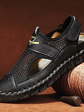 economico sandali da esterno-Sandali da passeggio da uomo a punta chiusa, sandali da pescatore in rete traspirante con cinturino regolabile, scarpe estive antiscivolo per esterni, spiaggia e viaggi