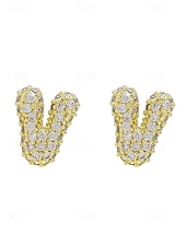 abordables Boucle d&amp;#39;oreille pour femme-Boucles d&#039;oreilles à tige initiales en strass doré - Boucles d&#039;oreilles à lettres scintillantes personnalisées pour femmes, bijoux en cristal étincelants de A à Z, parfaits pour un usage quotidien, un cadeau de remise de diplôme, un cadeau de fête des mèr