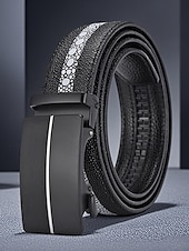 cheap Men&#039;s Belts-Men&#039;s Genuine Stingray Leather Automatic Buckle Belt – Luxury Textured Strap with Reflective Pattern for Business, Formal and Gift Occasions