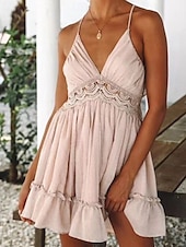 ieftine Rochii Boho-Pentru femei Rochie Mini Rochie de vară Rochie Slip Rochie Boho Rochie occidentală Modă Clasic Modern În aer liber Vacanță Concediu Fit regulat Simplu Fără manșon Bretele Spagheti Negru Alb Roz