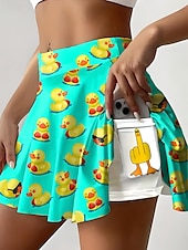 levne Grafické sukně-Womenské krátké sukňové culotes Mini sukně Havajské Plážové oblečení Neformální Léto Mini Střední Pas Sukně Grafika Zvíře Plissé Elastické Dovolená Fitness Zelená Léto Polyester