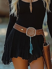 billiga Bohemklänningar-Dam Mini klänning Boho-klänning Västerländsk klänning Klassisk Modern Utomhus Semester Helgdag Normal Slät Långärmad Över axeln Svart Sommar