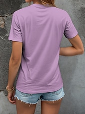 ieftine Umor &amp; Citate tricou-Pentru femei Tricou Grafic Vacă Scrisă Casual La modă Manșon scurt Stil Nautic Rotund Topuri obișnuite Zilnic Imprimeu Roz Îmbujorat Mov Trifoi Vară