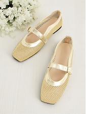 olcso Női lapos sarkú cipők-női aranyhálós mary jane flats – elegáns alacsony sarkú randevús cipő csatos pánttal hétköznapi kirándulásokhoz és mindennapi viselethez