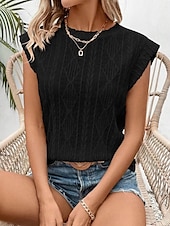 ieftine Topuri din dantelă-Pentru femei Camisole Tank Top Simplu De Bază Modern Fără manșon Stil Nautic Topuri obișnuite Zilnic Concediu Negru Alb Roz Îmbujorat Albastru celest Mov Vară