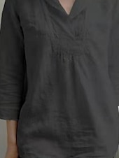 economico Camicie-Per donna Camicia Blusa Camicie di cotone e lino Semplice Essenziale Moderno Casual Manica Lunga Colletto a Camicia Top Regolari Quotidiano Ferie Uscire Nero Beige Estate