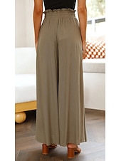 economico gamba larga e vita alta-Pantaloni chinos larghi da donna pantaloni baggy basic casual lunghezza intera vita alta tasca semplice elastico comodo morbido confortevole micro-elastico all&#039;aperto street blu arancione verde khaki