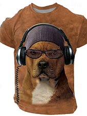 ieftine Tricouri cu imprimeu animal-bono pitbull vincent hie tricou 3d pentru bărbați tricou cu mânecă scurtă cu imprimeu 3d cămașă cu gâtul roșu exagerat de designer petrecere pe stradă casual maro vară primăvară toate anotimpurile